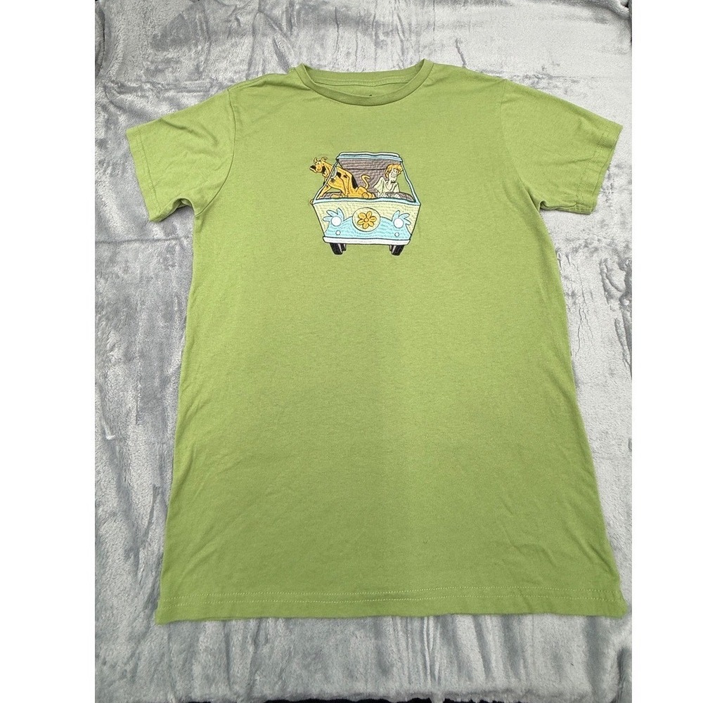 Scooby-Doo Mystery Machine Embroidered Graphic T-Shirt Green Mens Large